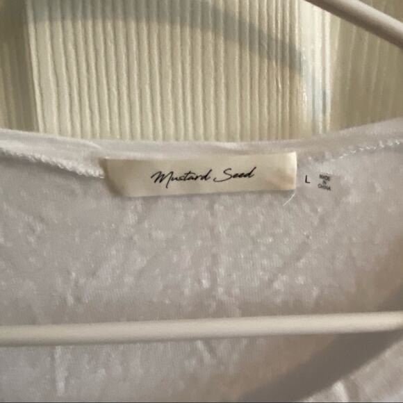 Mustard Seed Linen Blend Ruffle Crop Top Size Large - Picture 3 of 6